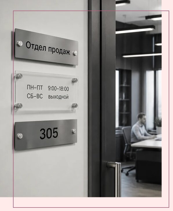 Офисные таблички на дверь в Уссурийске по цене от 5052 р. | Аванза-Сср